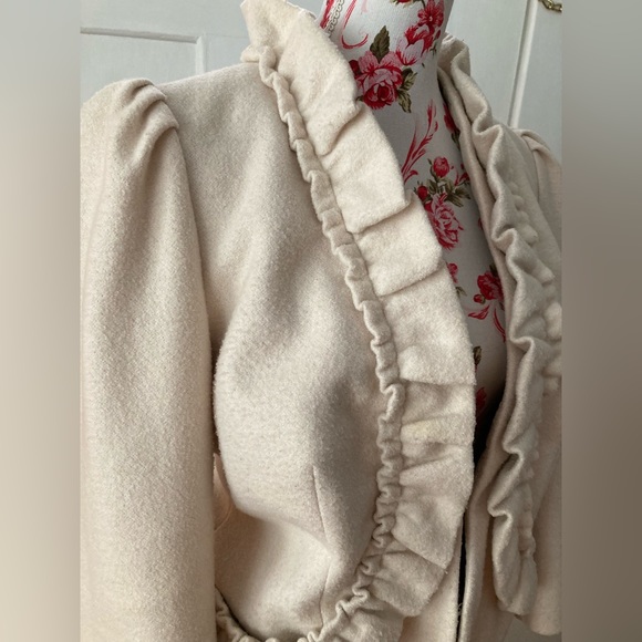 Anthropologie Elevenses wool blend ruffle blazer SZ 12 - Picture 2 of 8